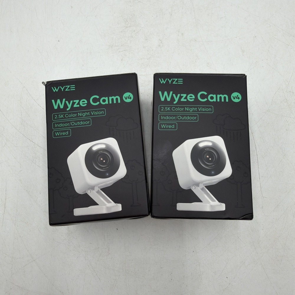 Lot Of 2 WYZE Cam v4 2.5K HD WiFi Smart Home Security Camera White